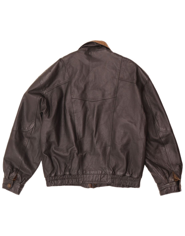 Ανδρικό δερμάτινο μπουφάν C&A Bomber EU 48 Medium Black