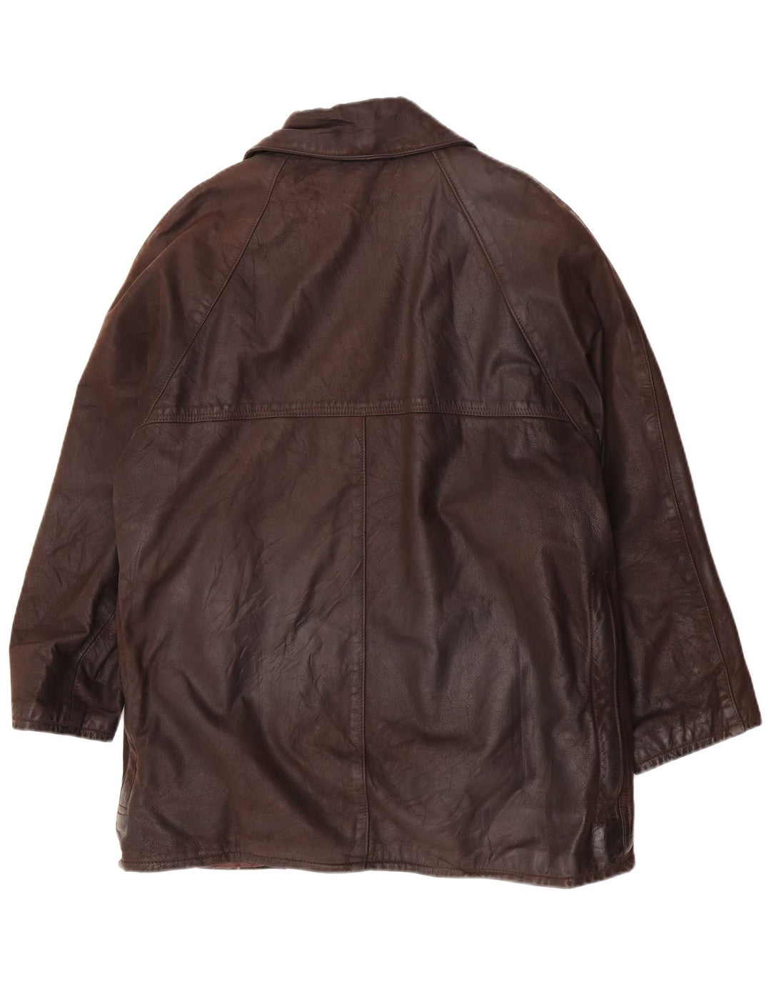Vintage Ανδρικό Loose Fit Leather Jacket UK 36 Small Brown
