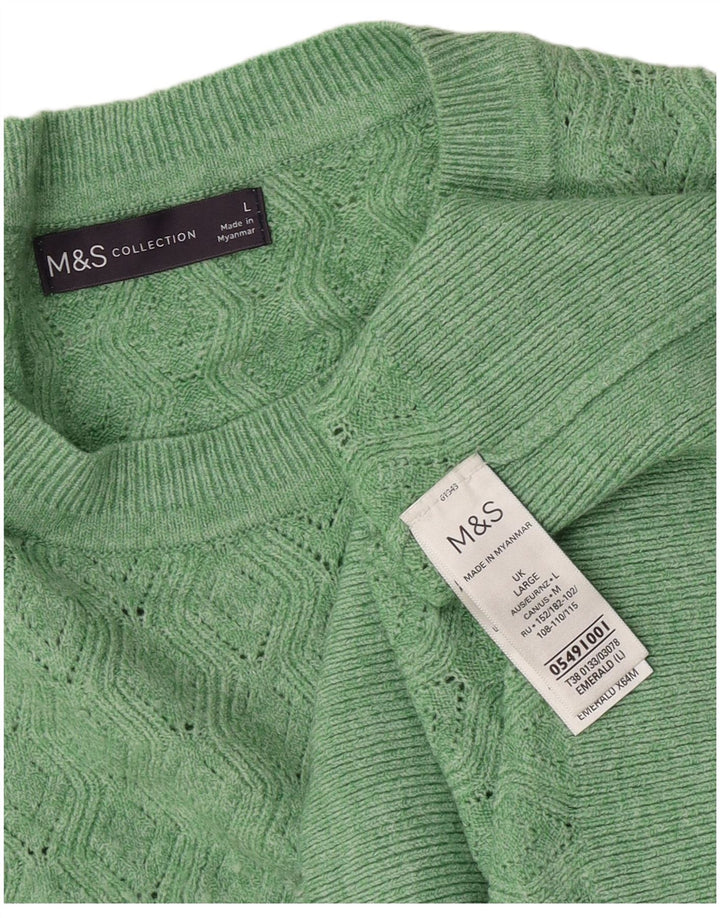 Marks & Spencer Γυναικείο πουλόβερ με λαιμόκοψη UK 16 Large Green Polyester