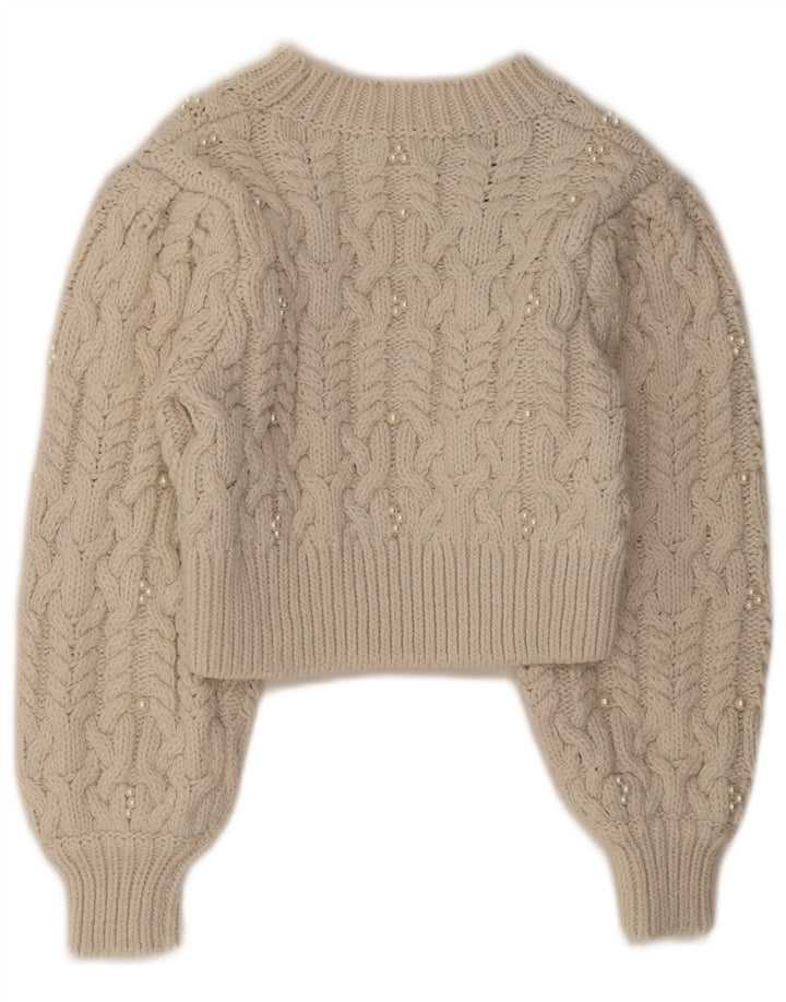 Zara Γυναικείο πουλόβερ με λαιμόκοψη Crop Crop UK 8 Small Off White Polyester