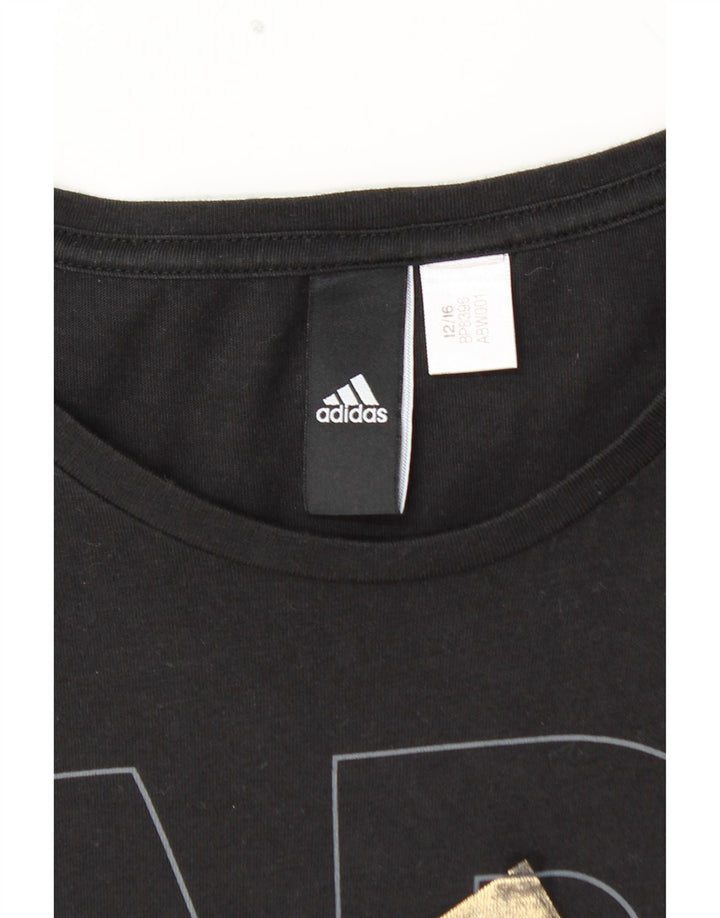 Γυναικείο γραφικό T-Shirt ADIDAS Top UK 12 Medium Black