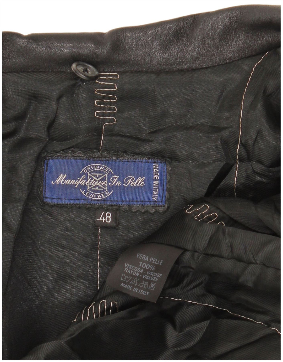 Vintage Γυναικείο Oversized Δερμάτινο Παλτό IT 48 XL Μαύρο Δερμάτινο