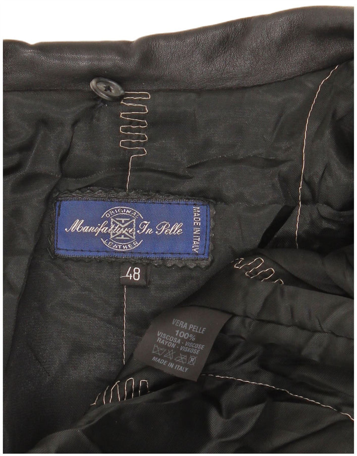 Vintage Γυναικείο Oversized Δερμάτινο Παλτό IT 48 XL Μαύρο Δερμάτινο