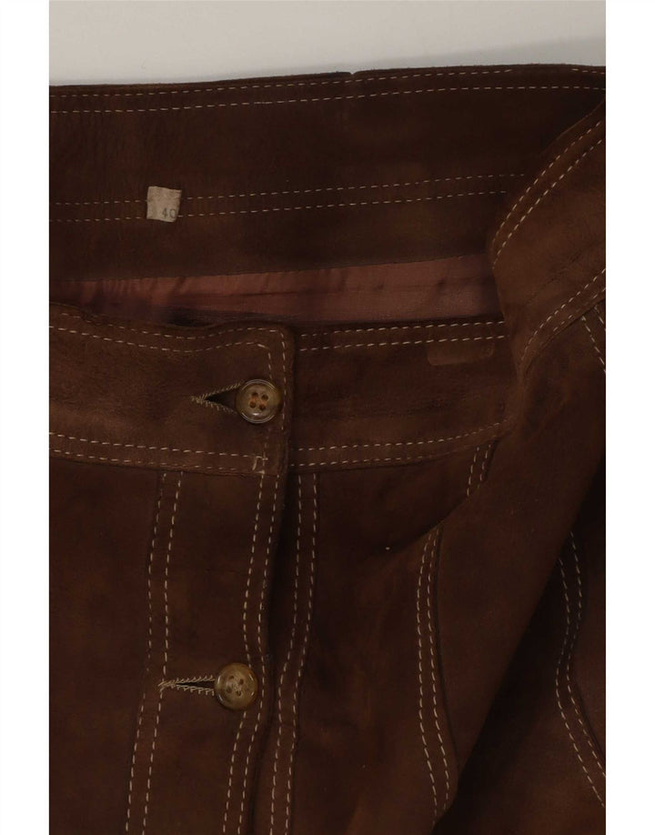Vintage Γυναικεία Suede Φούστα EU 40 Medium W30 Καφέ Δερμάτινο