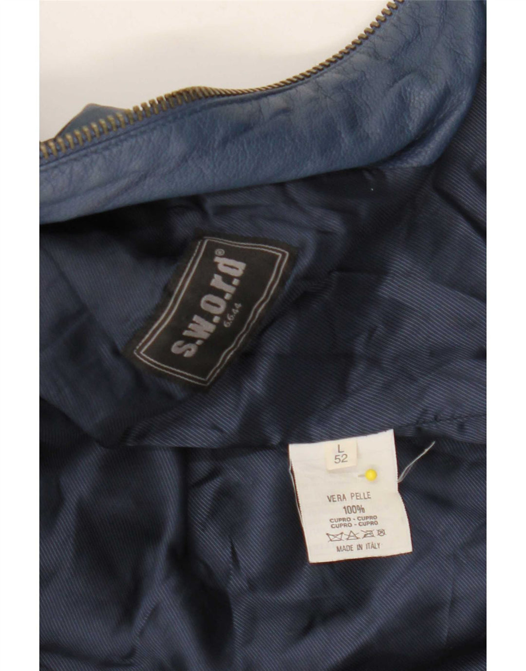 ΣΠΑΘΙ. 6.6.44 Ανδρικό Bomber Δερμάτινο Μπουφάν IT 52 Large Navy Blue