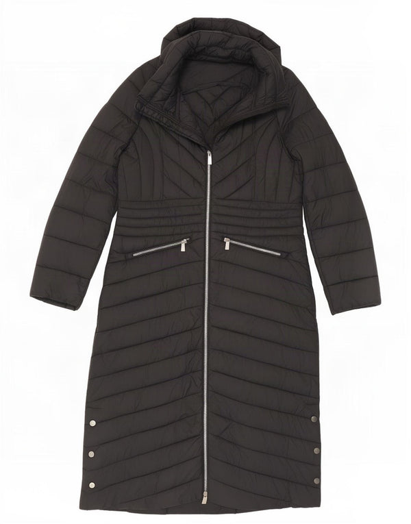 Karen Millen Γυναικείο παλτό με κουκούλα με επένδυση UK 12 μεσαίο μαύρο νάιλον