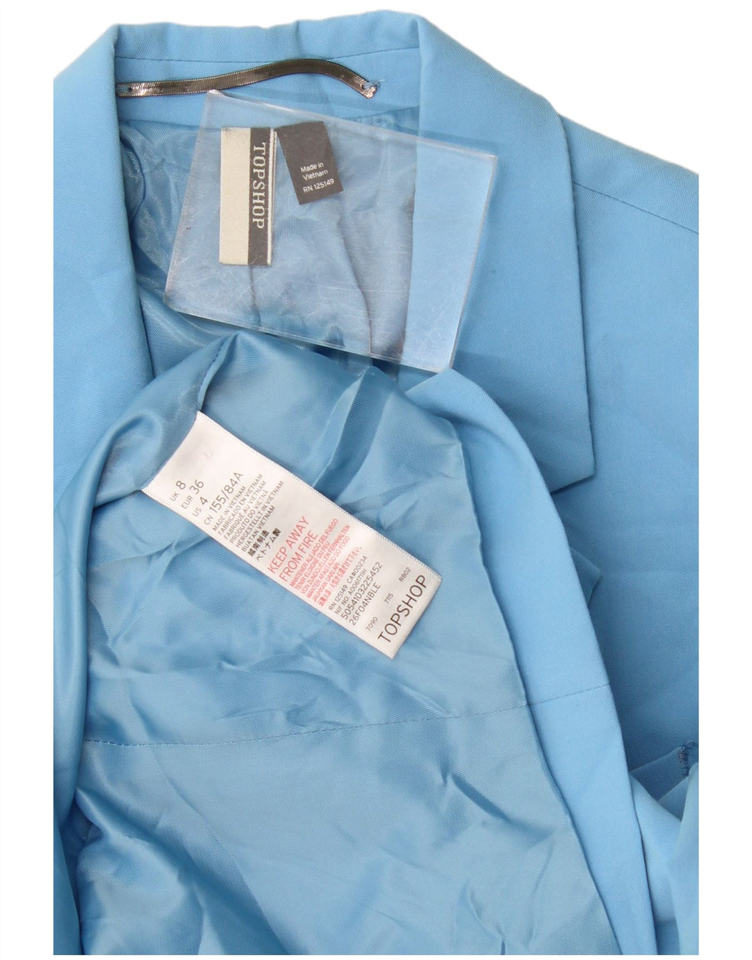 Topshop Γυναικείο σακάκι με διπλό στήθος UK 8 Small Blue Polyester
