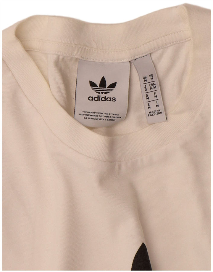 Ανδρικό γραφικό T-Shirt Adidas Top από μεσαίο λευκό βαμβακερό