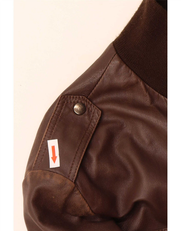 Vintage Ανδρικό Military Δερμάτινο Μπουφάν IT 50 Large Brown Δερμάτινο