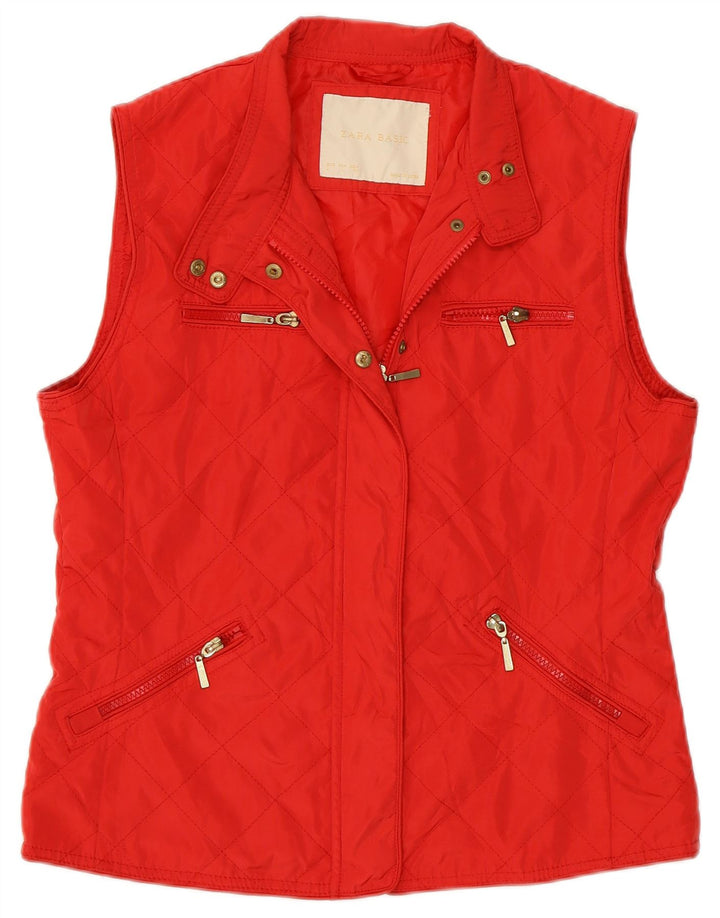 Zara Γυναικεία Καπιτονέ Gilet UK 14 Large Red