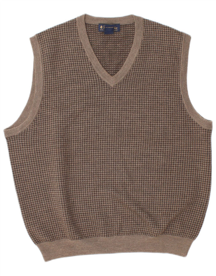 Brooks Brothers Ανδρικό γιλέκο Tank Top Μεσαίο Καφέ Houndstooth Μαλλί Merino