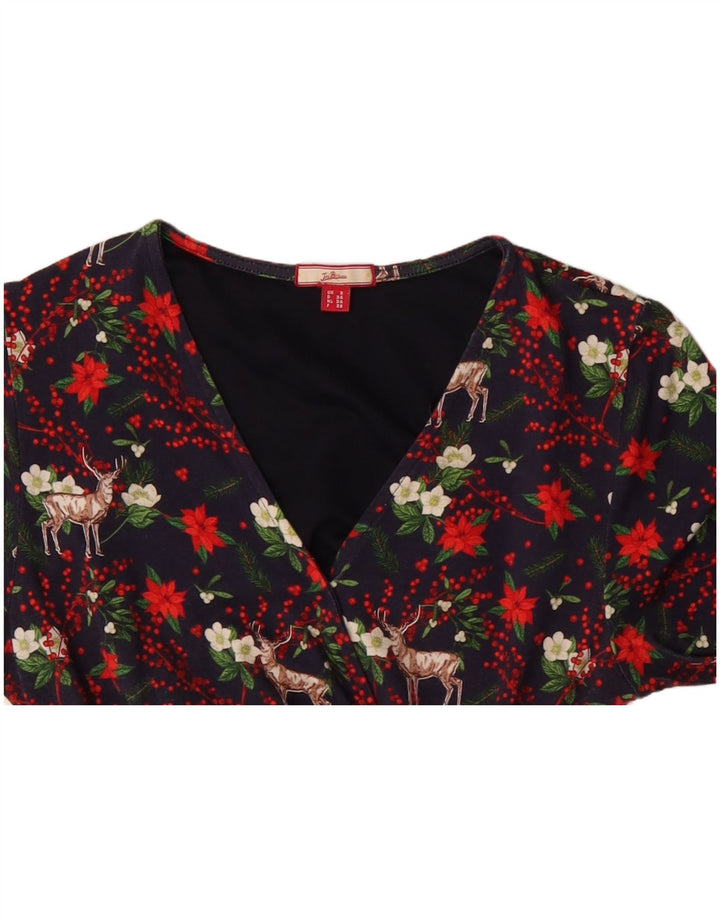 Γυναικείο φόρεμα με θήκη Joe Browns UK 8 Small Navy Blue Floral Viscose