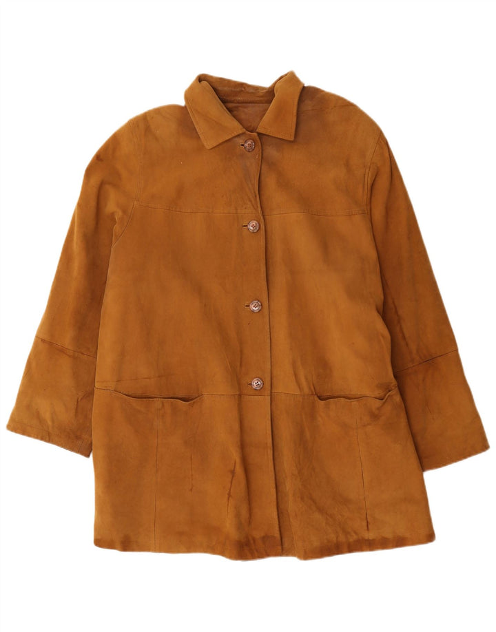 Vintage Γυναικείο Oversized Δερμάτινο Παλτό UK 20 2XL Καφέ Δέρμα
