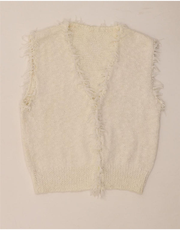 Vintage γυναικείο γιλέκο Crop Tank Top UK 10 Small Off White
