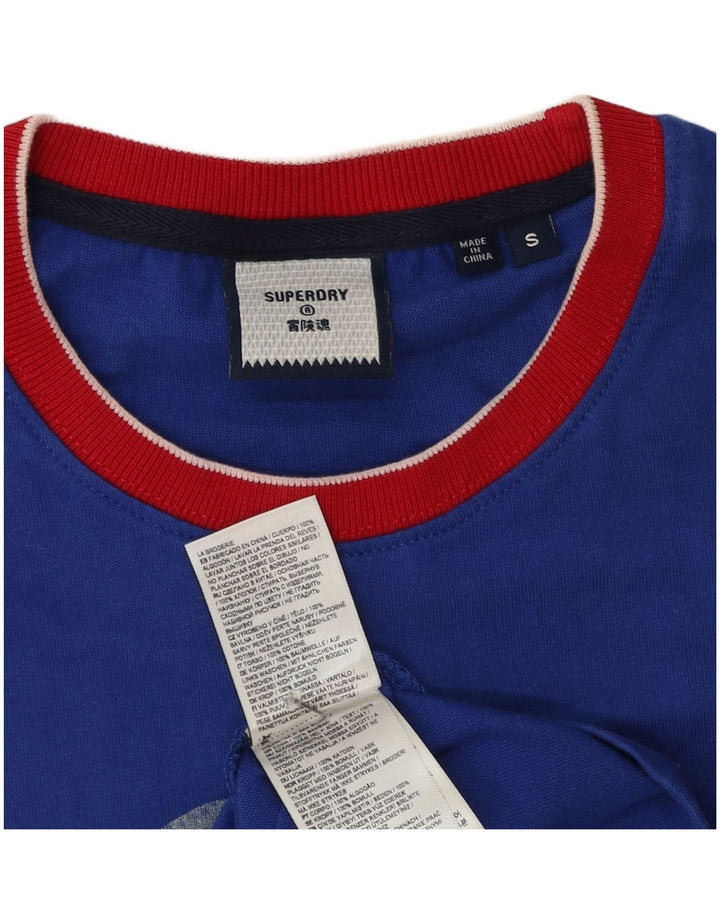 Superdry Ανδρικό γραφικό T-Shirt Top Μικρό Μπλε Βαμβακερό