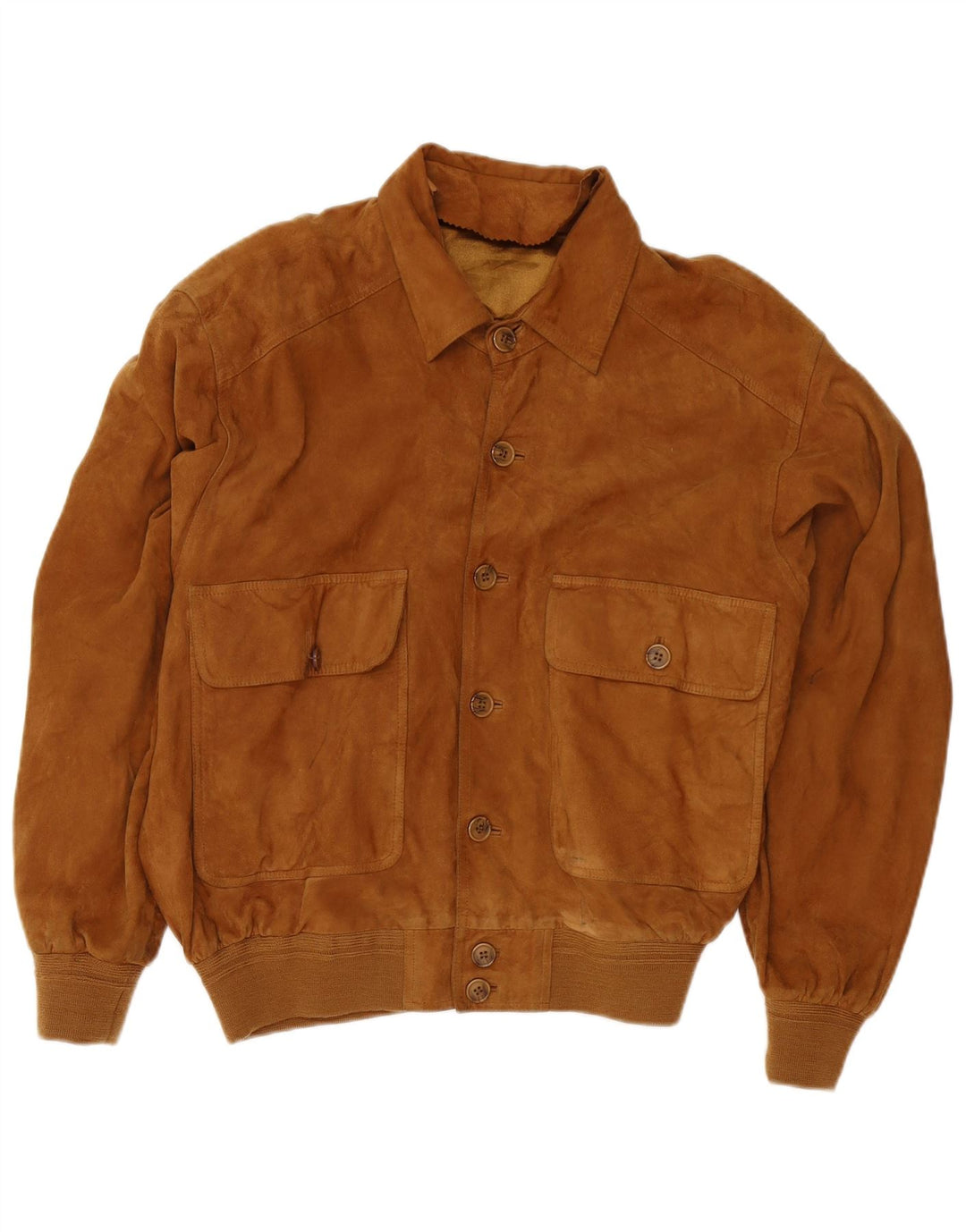 Vintage Ανδρικό Suede Bomber Jacket UK 38 Medium Brown Δερμάτινο