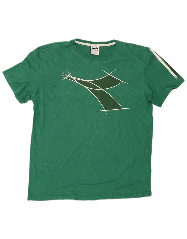 Diadora Ανδρικό γραφικό T-Shirt Top μεγάλο πράσινο βαμβακερό