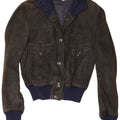Reda Γυναικείο Suede Bomber Jacket UK 10 Small Black Colourblock Leather