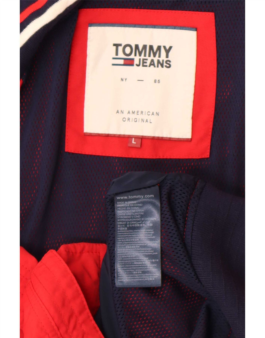 Ανδρικό μπουφάν Tommy Hilfiger UK 40 Large Red Colourblock Polyamide