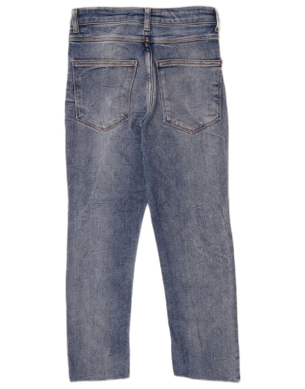 Zara Womens Capri Distressed Slim Jeans EU 36 XS W26 L22 Blue