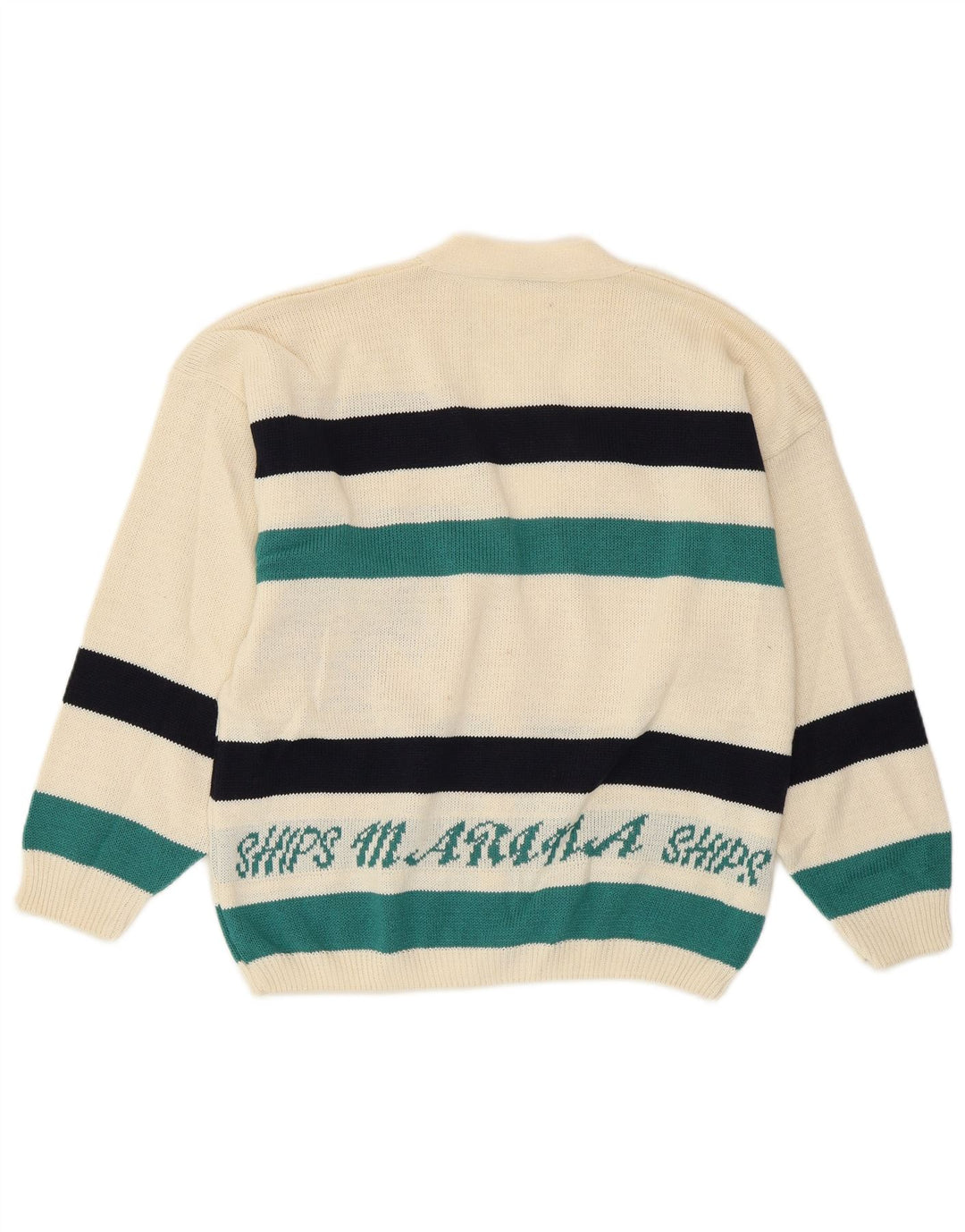 Ανδρικό πουλόβερ γραφικής ζακέτας για Yachting VINTAGE Small Off White ριγέ