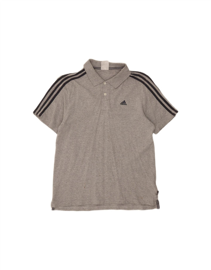 ADIDAS Mens Polo Shirt Medium Grey Cotton