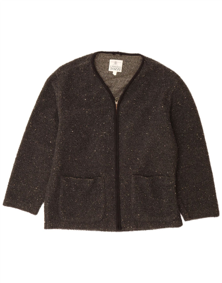 Vintage γυναικεία ζακέτα πουλόβερ UK 18 XL με γκρι φλύκταινες πολυεστέρα