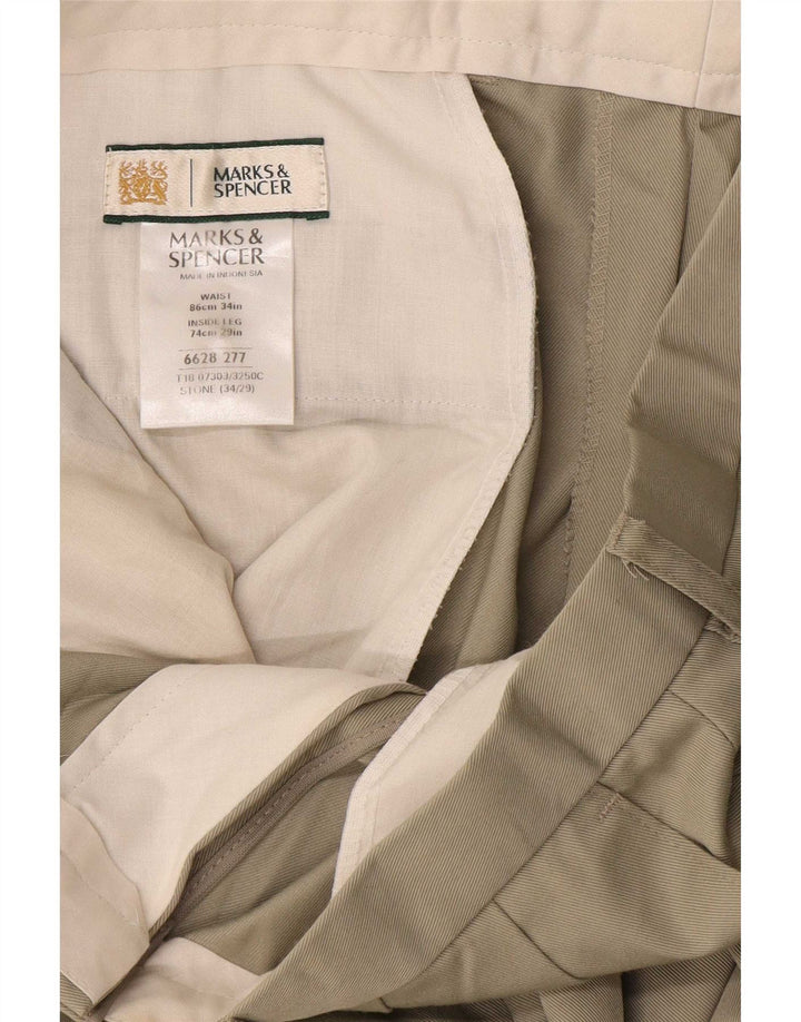 Ανδρικό παντελόνι Chino Marks & Spencer W34 L29 Grey Polyester