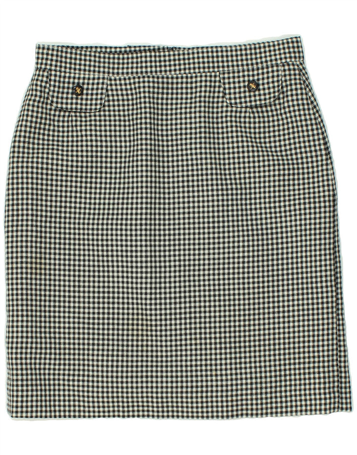 TREVIRA Womens Straight Skirt IT 44 Medium W32 Black Check Polyester Vintage Trevira and Second-Hand Trevira from Messina Hembry 