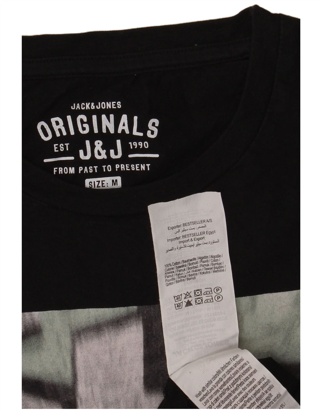 Jack & Jones Ανδρικό γραφικό T-Shirt Top Μεσαίο μαύρο βαμβακερό