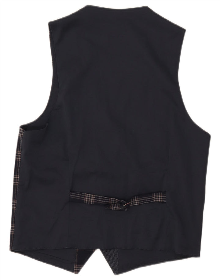 Vintage Ανδρικό Γιλέκο IT 46 Small Navy Blue Check Polyester