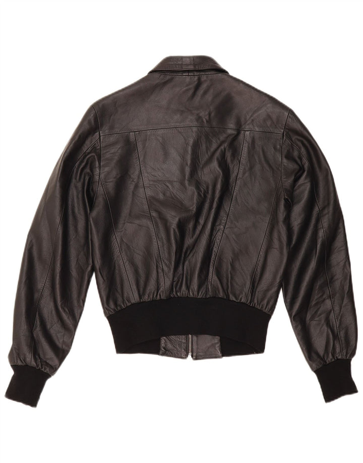 Vintage Γυναικείο Bomber Δερμάτινο Μπουφάν IT 44 Medium Black Leather