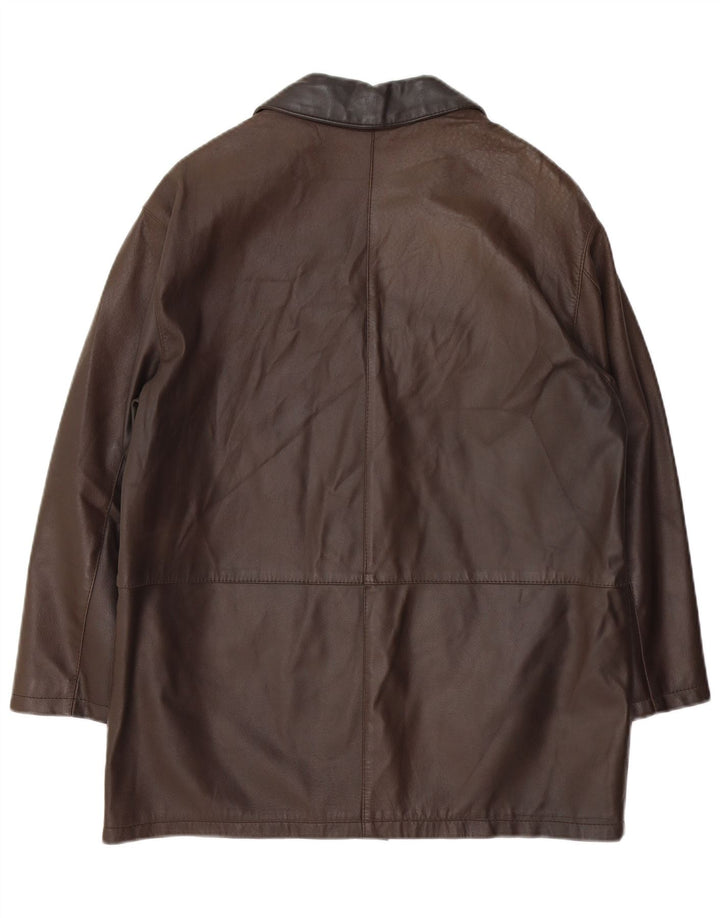 Vintage Γυναικείο Oversized Δερμάτινο Παλτό IT 46 Μεγάλο Καφέ Δερμάτινο