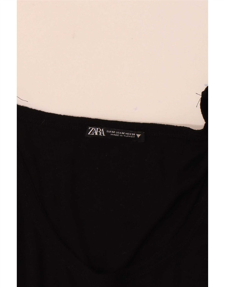Zara γυναικείο τοπ Μακρύ μακρυμάνικο UK 12 Medium Black