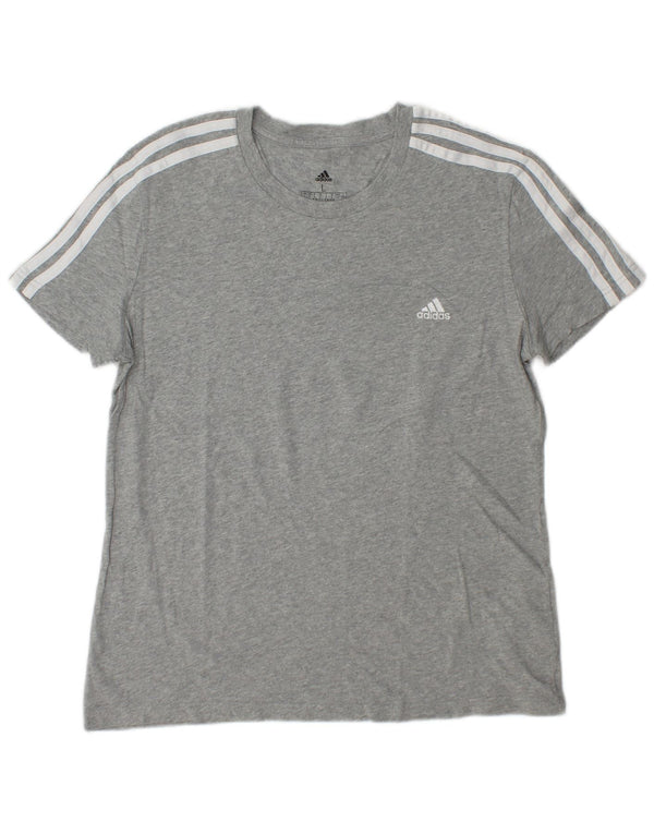 Γυναικείο T-Shirt ADIDAS Top UK 16/18 μεγάλο γκρι βαμβακερό