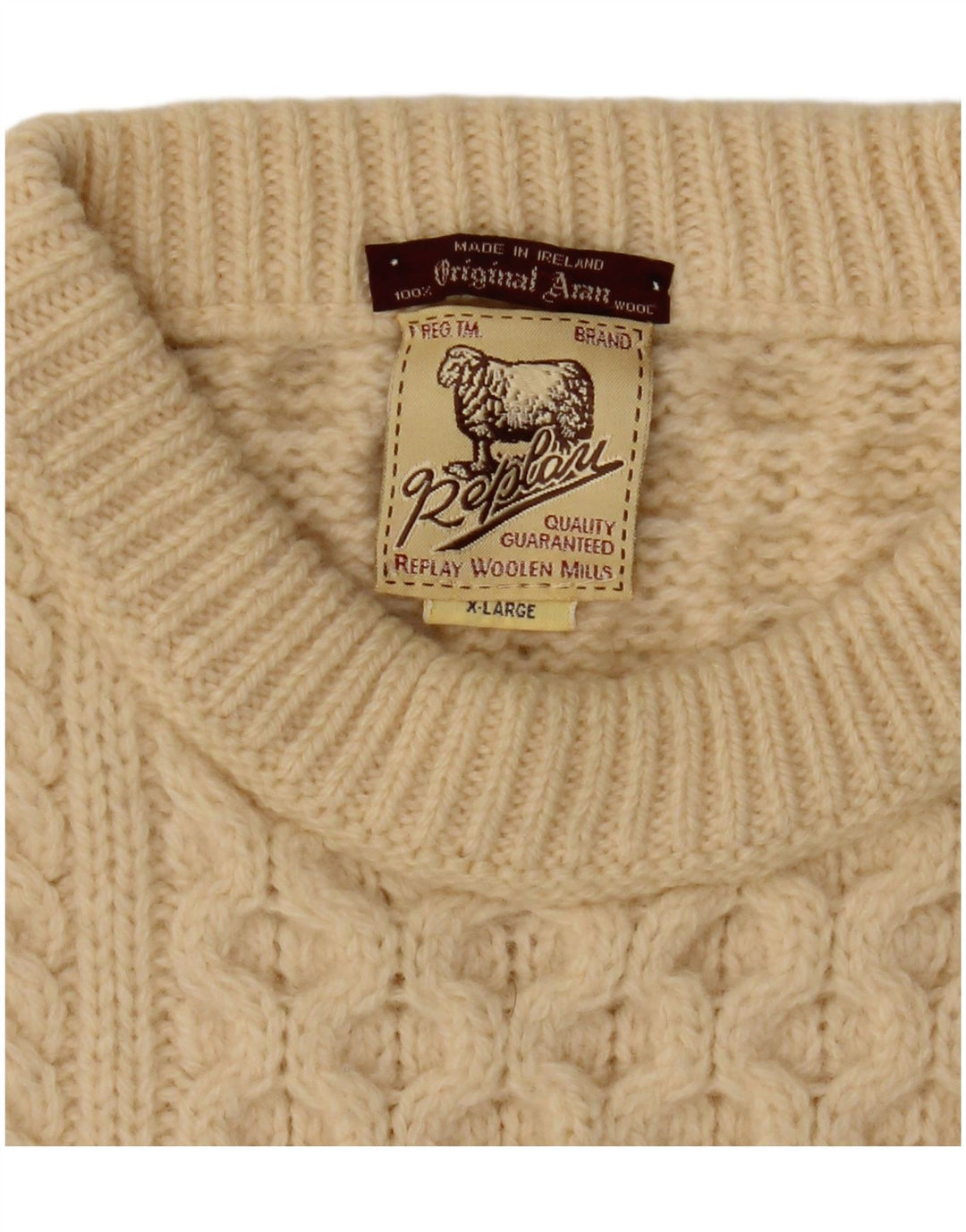 REPLAY Ανδρικό πουλόβερ με λαιμόκοψη XL Off White Wool