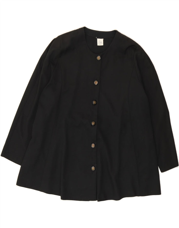 VINTAGE Womens Overcoat UK 14 Large  Black Polyester Vintage Vintage and Second-Hand Vintage from Messina Hembry 