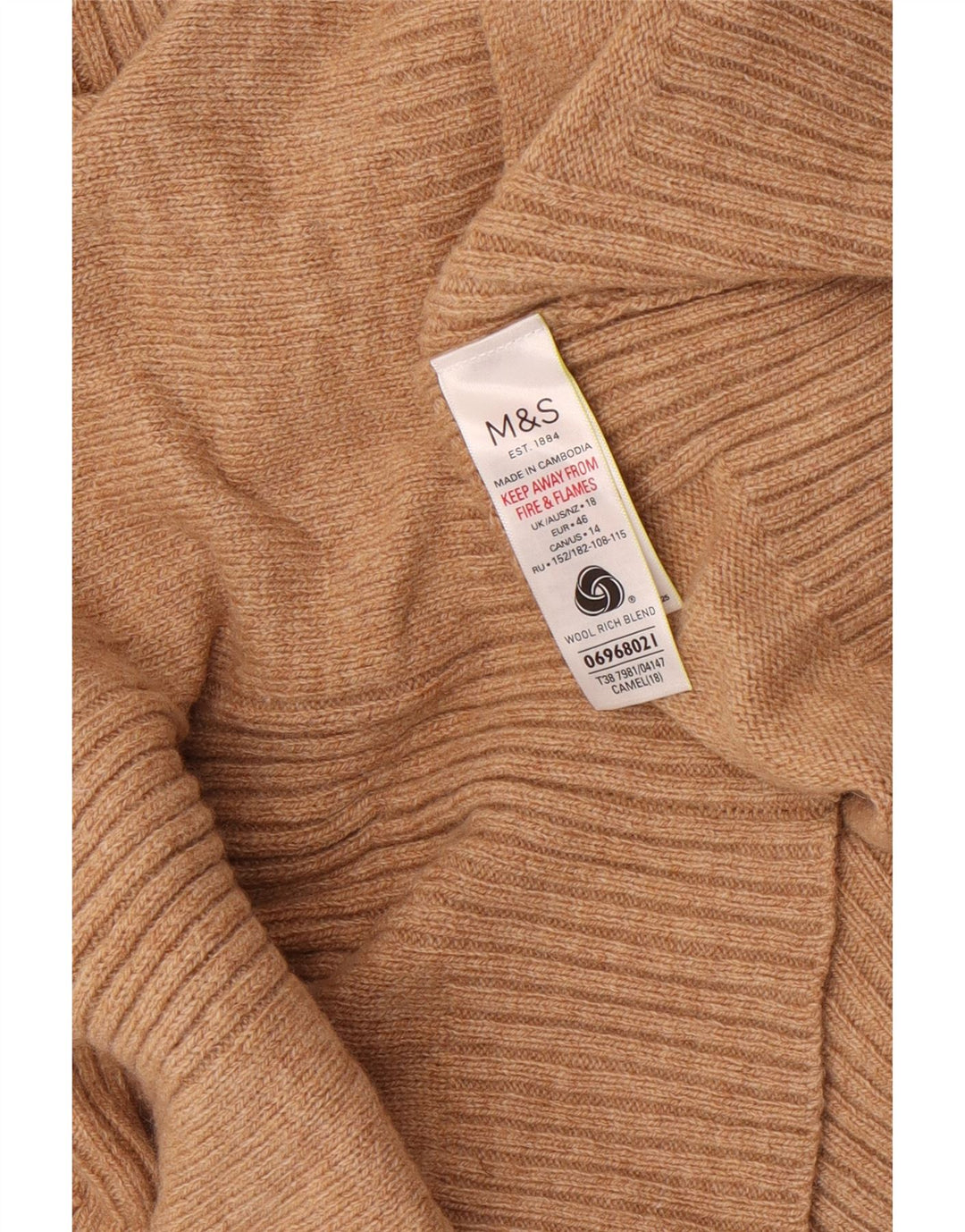 Marks & Spencer Γυναικείο πουλόβερ με ρολό λαιμόκοψη UK 18 XL μπεζ μαλλί