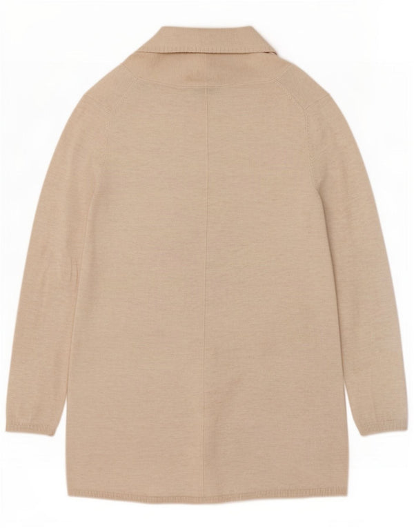Zara Womens Shawl Neck Longline Cardigan Sweater UK 14 Large Beige Flecked