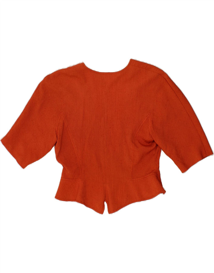 VINTAGE Womens Short Sleeve 1 Button Blazer Jacket UK 12 Medium Orange Vintage Vintage and Second-Hand Vintage from Messina Hembry 