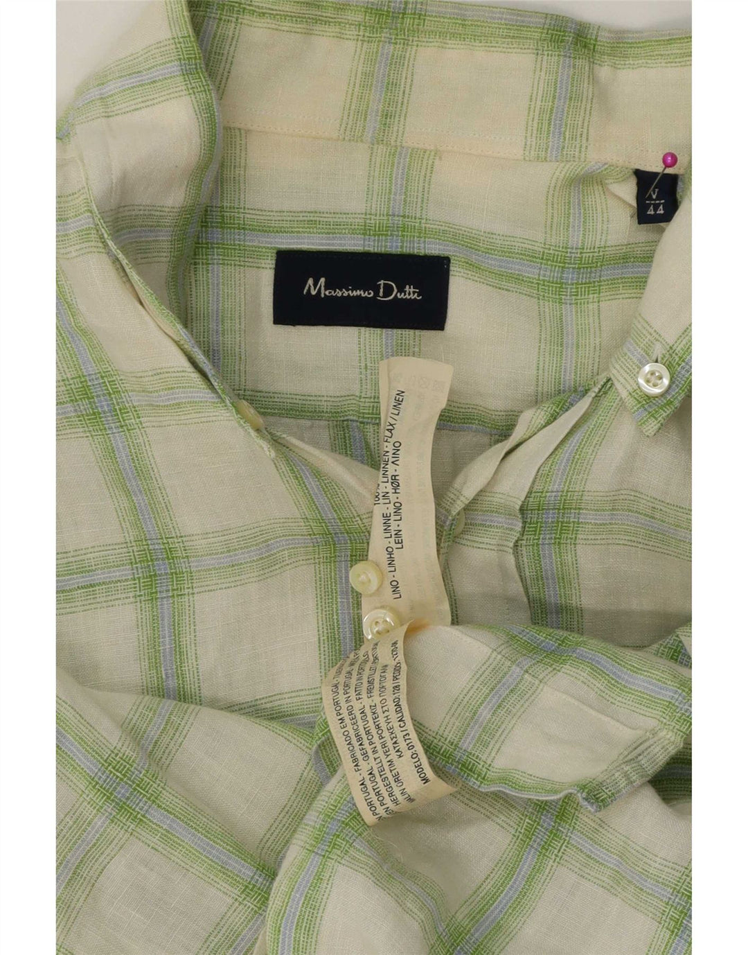 Ανδρικό πουκάμισο Massimo Dutti 44 XL Green Check Len