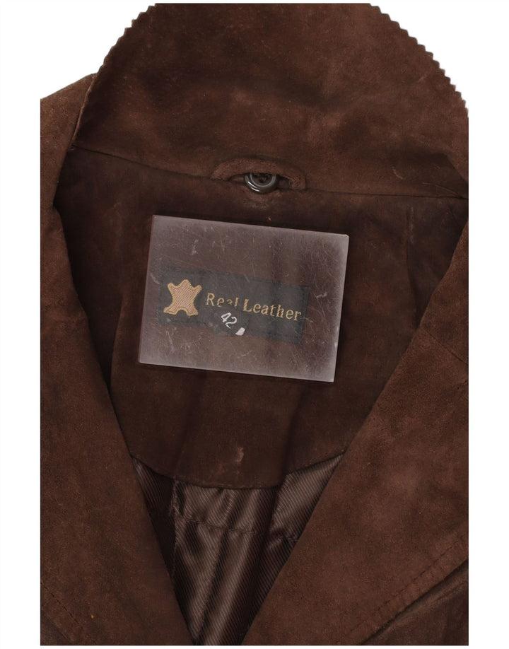 VINTAGE Γυναικείο Suede Jacket EU 42 Large Brown Δερμάτινο