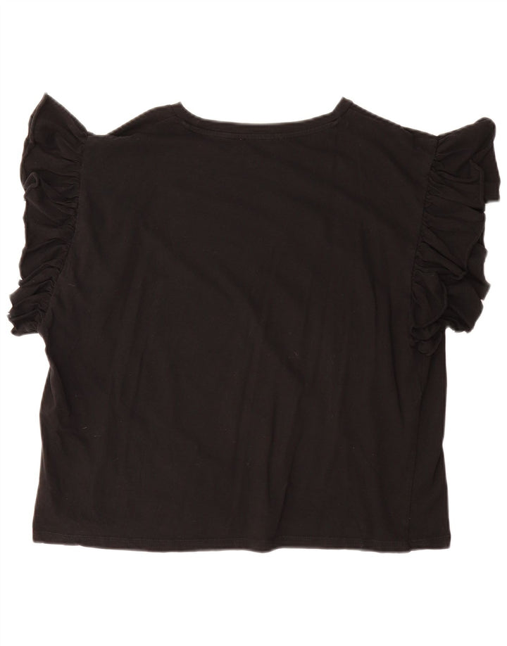 ZARA Womens Blouse Top UK 14 Large Black