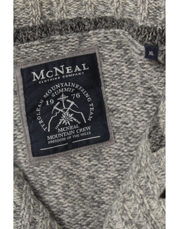 Ανδρικό πουλόβερ με ζακέτα McNeal XL Lambswool με γκρι φλύκταινες