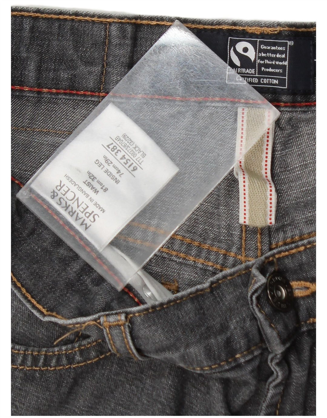Marks & Spencer Ανδρικό Μπλε Harbor Straight Jeans W32 L29 Γκρι βαμβακερό