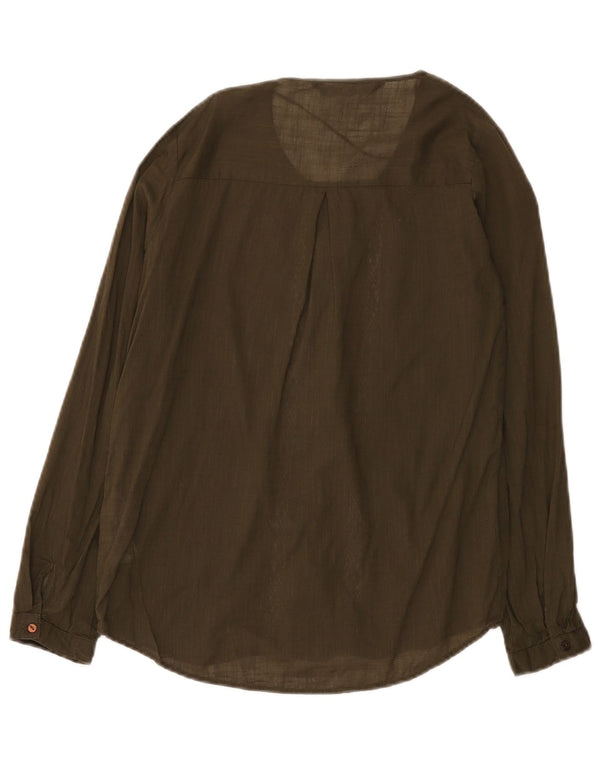 Zara Γυναικείο πουκάμισο Loose Fit Μπλούζα UK 6 XS Χακί Βαμβακερό
