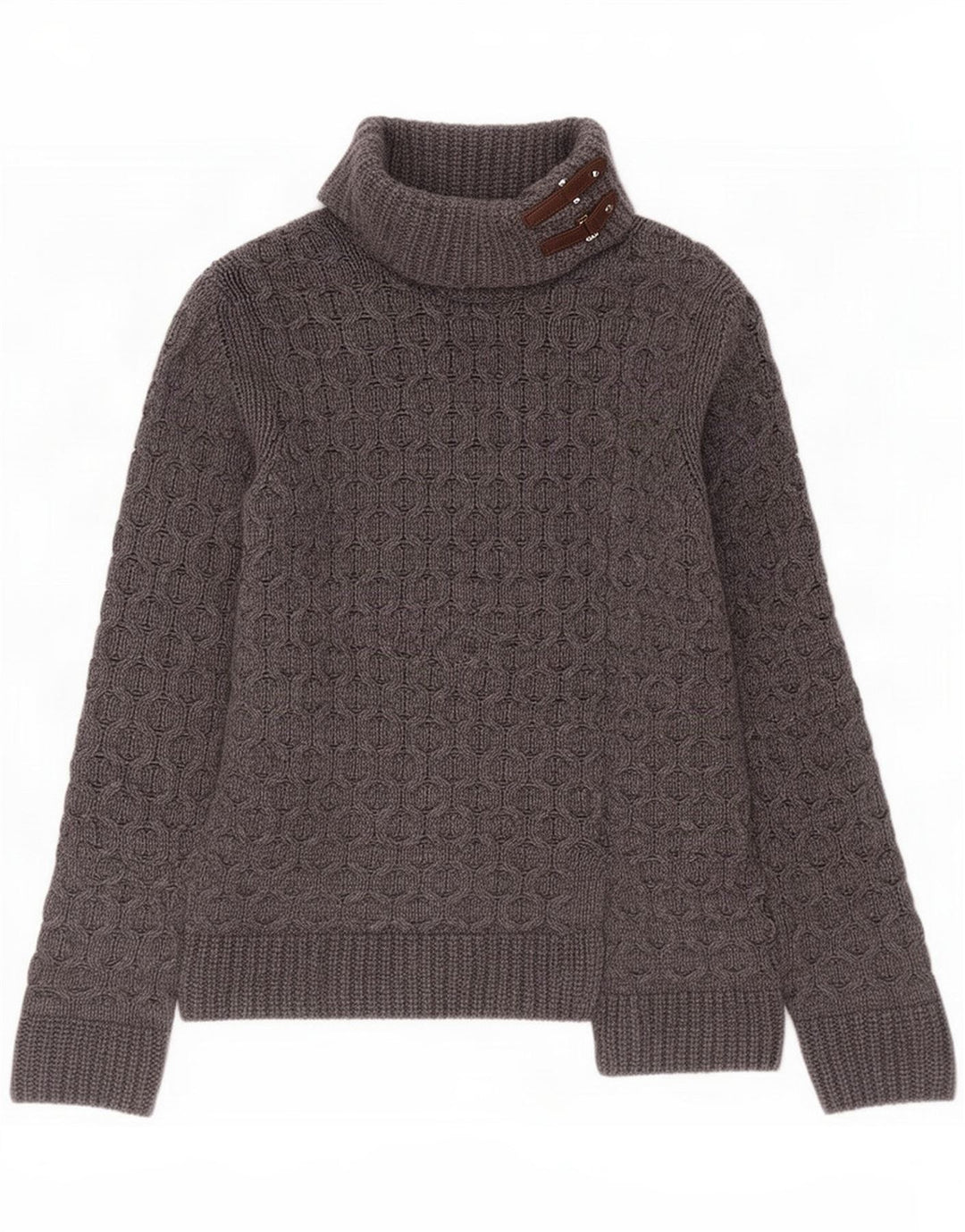 Massimo Dutti Γυναικείο πουλόβερ με ρολό λαιμόκοψη UK 14 μεσαίου γκρι μαλλί