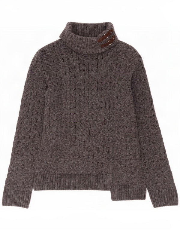 Massimo Dutti Γυναικείο πουλόβερ με ρολό λαιμόκοψη UK 14 μεσαίου γκρι μαλλί