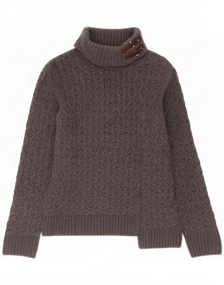 Massimo Dutti Γυναικείο πουλόβερ με ρολό λαιμόκοψη UK 14 μεσαίου γκρι μαλλί