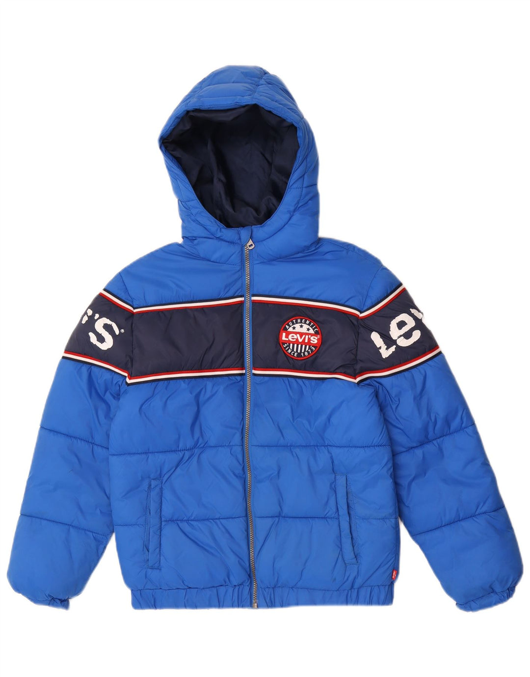 Levi's Boys Graphic Hooded Jacket 12-13 Years Large Blue Colourblock
